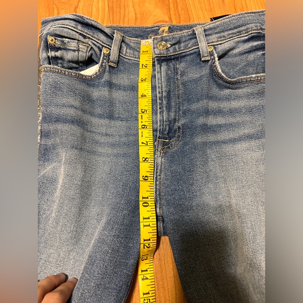 7 For All Mankind Jeans High Waist Ankle Skinny Silver Stripe Size 30 - Picture 8 of 13